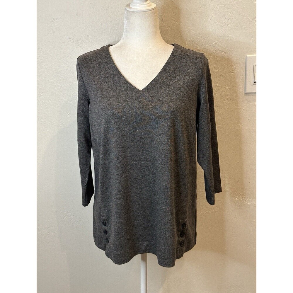 J JILL Wearever Collection V Neck 3/4 Sleeve Ponte Top Size Small W3571h